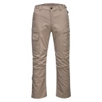 A pair of work trousers designed for use on construction sites and in industrial work environments.,