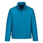 A softshell jacket designed for use on construction sites and in industrial work environments.,