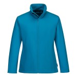 A women's softshell jacket designed for use on construction sites and in industrial work environments.,