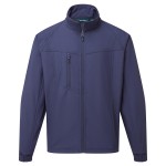 A navy blue workwear garment designed for use on construction sites and in industrial work environments.,