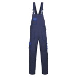 A navy blue workwear garment designed for use on construction sites and in industrial work environments.,