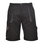 A black workwear garment designed for use on construction sites and in industrial work environments.,