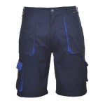 A navy blue workwear garment designed for use on construction sites and in industrial work environments.,