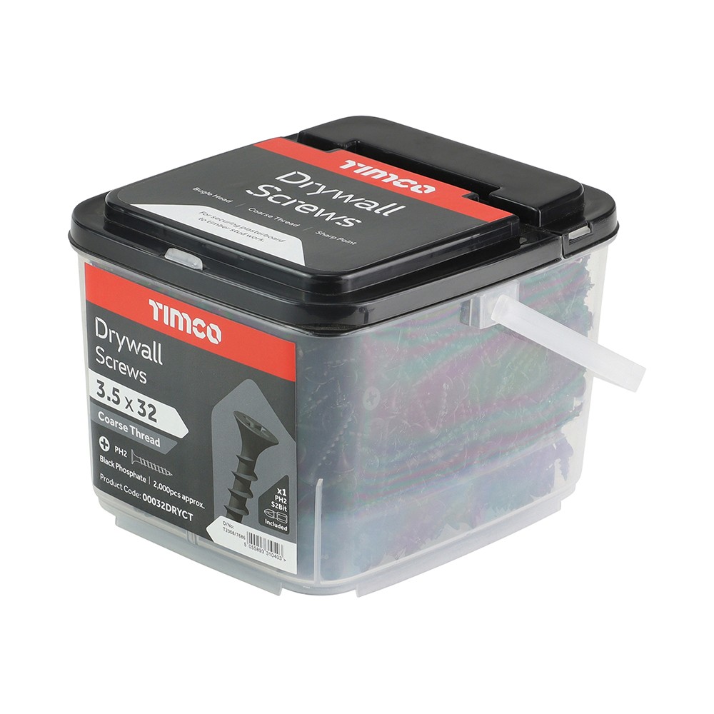 Timco Drywall Screws Coarse Thread Bugle Head Phillips - Black