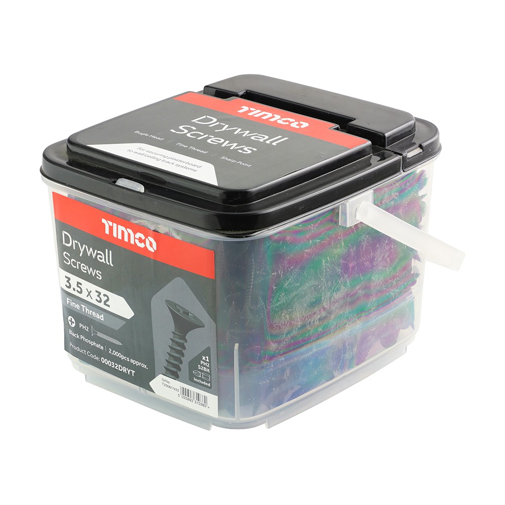 Timco Drywall Screws Fine Thread Bugle Head Phillips - Black