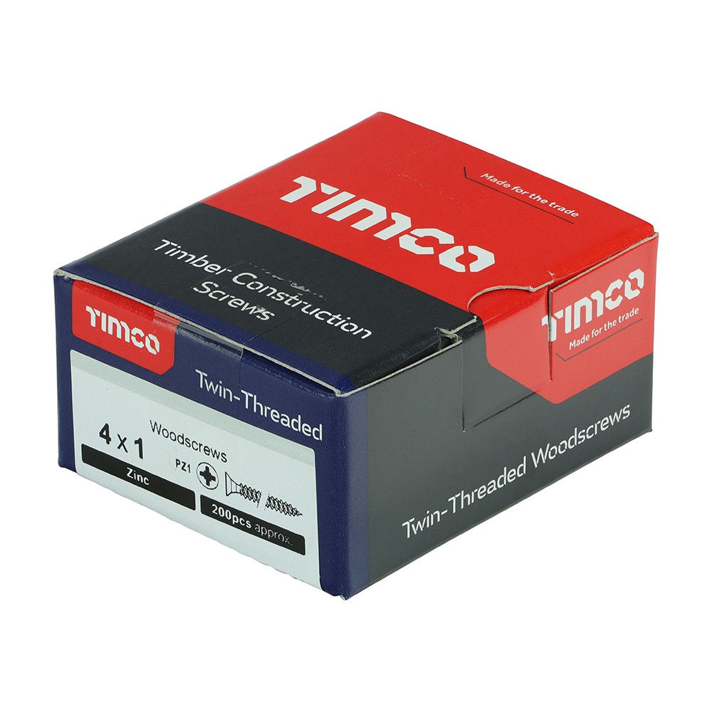 Timco Twin-Threaded Woodscrews Double Countersunk Pozi - Zinc