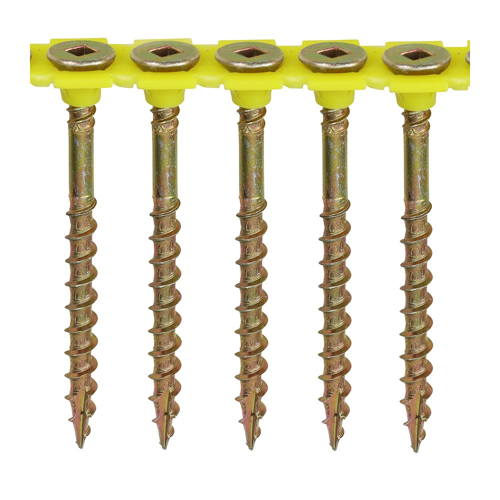Timco Collated Flooring Screws Countersunk Square 4.2 x 55mm - Yellow