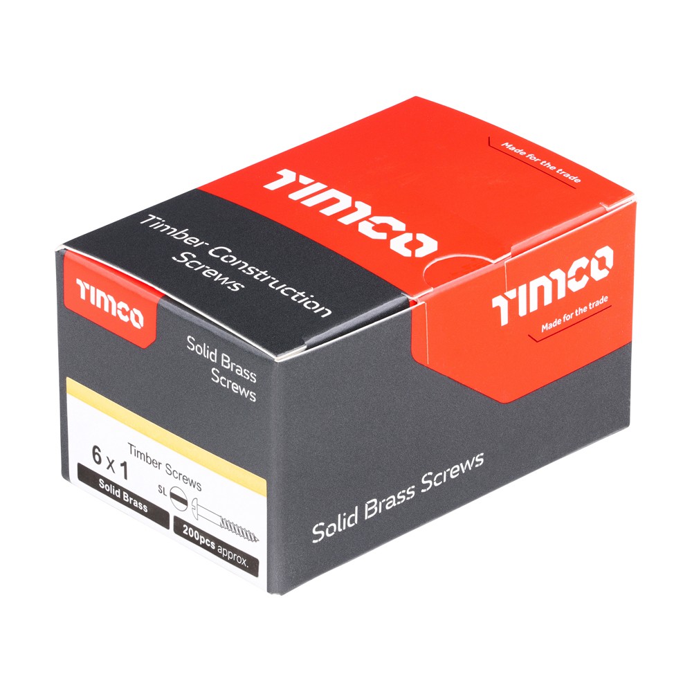 Timco Solid Brass Timber Screws SLOT - Round