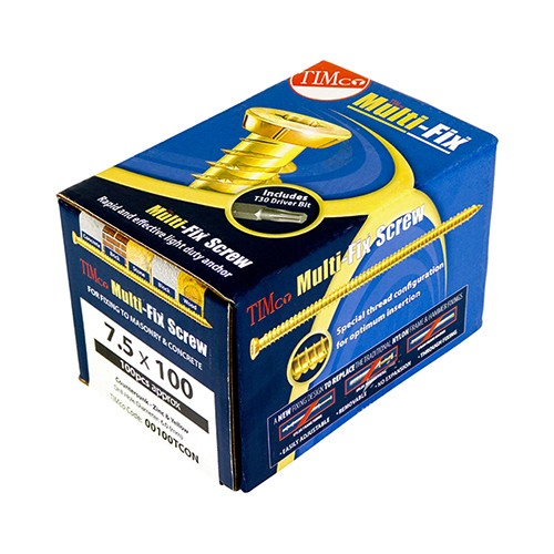 Timco Concrete Screws - TX - Flat Countersunk - Yellow