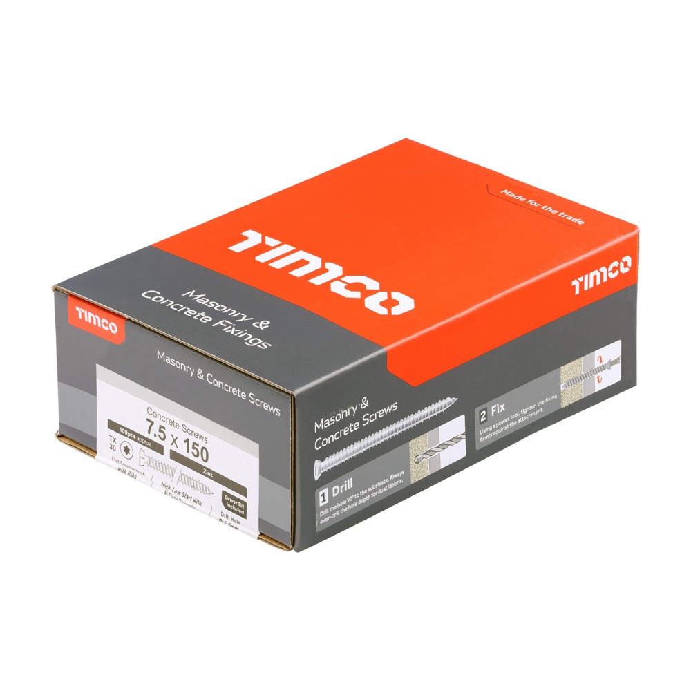 Timco Concrete Screws Flat Countersunk Torx - Zinc
