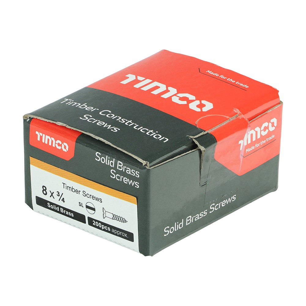 Timco Solid Brass Timber Screws SLOT - Countersunk