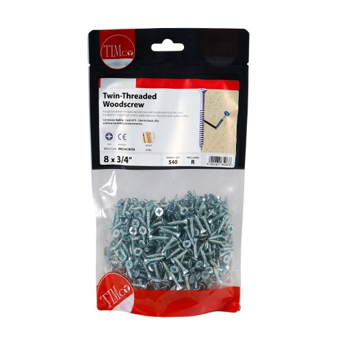 Timco Twin-Thread Woodscrews Double Countersunk Pozi - Zinc