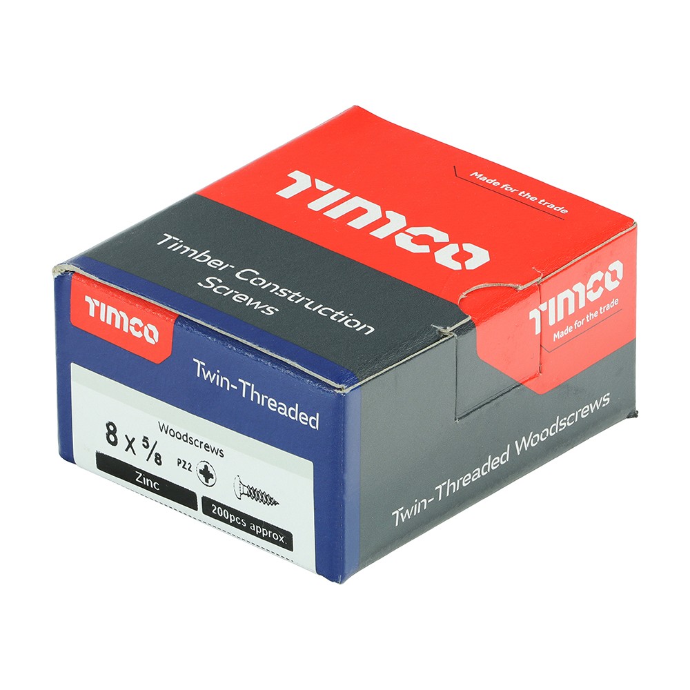 Timco Twin-Threaded Woodscrews Round Pozi - Zinc