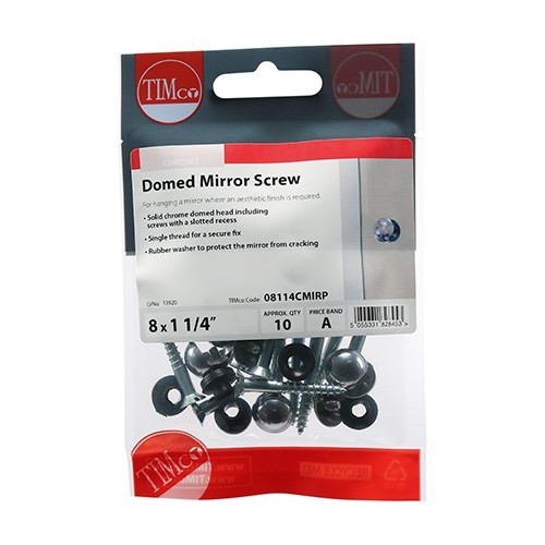 Timco Mirror Screws - Zinc - Chrome Dome