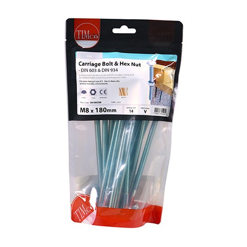 Timco Carriage Bolts & Hex Nuts - Zinc