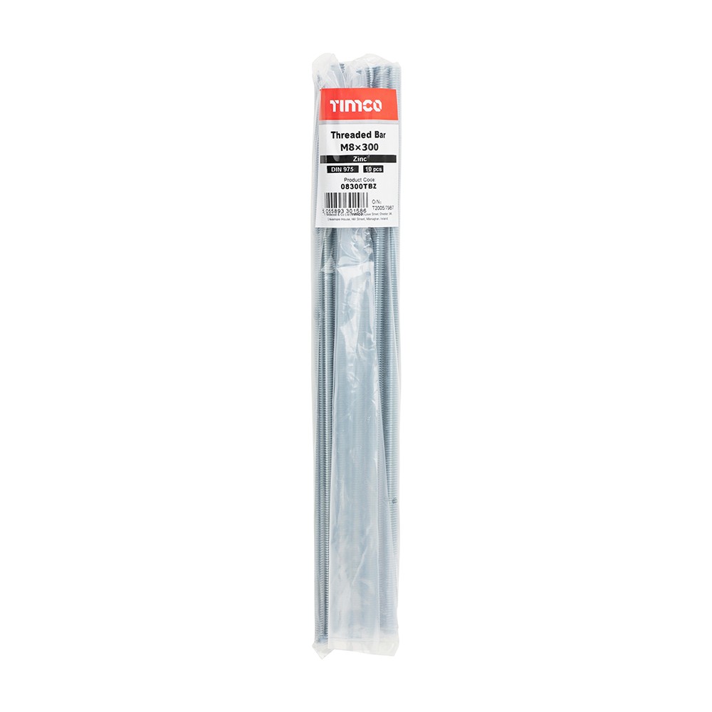 Timco Threaded Bars 300mm Grade 4.8 - Zinc