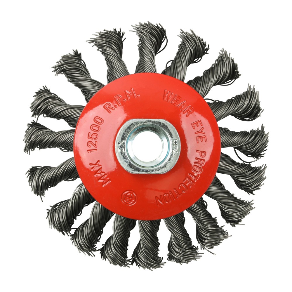 Timco Angle Grinder Bevel Brush 100mm - Twisted Knot Steel Wire
