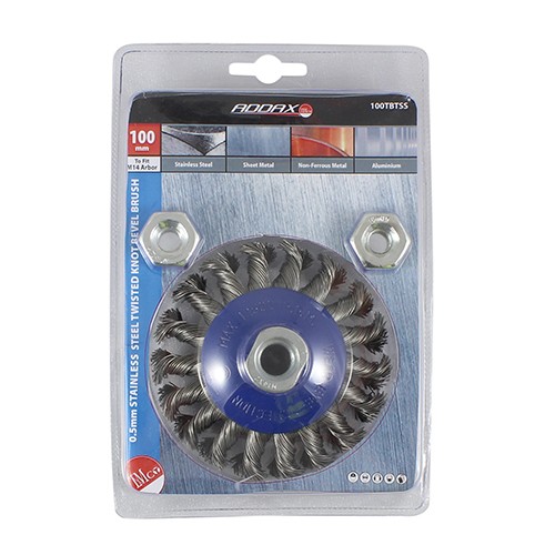 Timco Angle Grinder Bevel Brush 100mm - Twisted Knot Stainless Steel