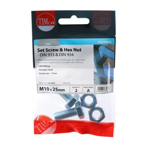 Timco Set Screws & Hex Nuts - Grade 8.8 - Zinc