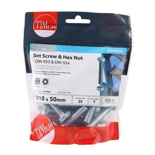 Timco Set Screws & Hex Nuts Grade 8.8 - Zinc