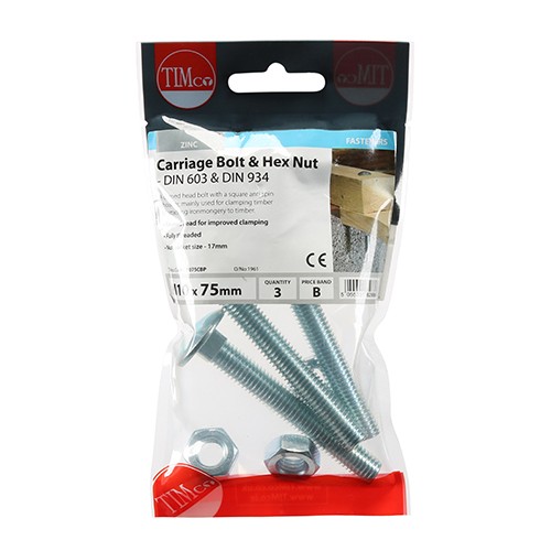 Timco Carriage Bolts & Hex Nuts - Zinc