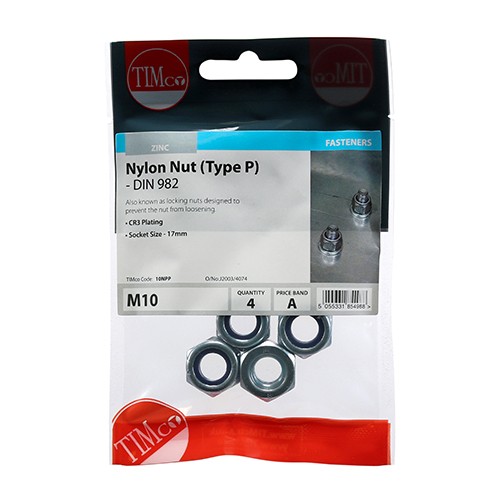 Timco Nylon Nuts Type P - Zinc
