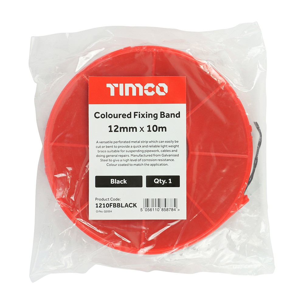 Timco Coloured Fixing Band 12 x 10mm - Black