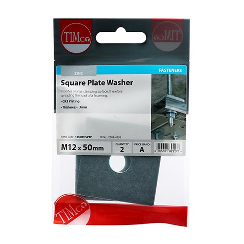 Timco Square Plate Washers - Zinc