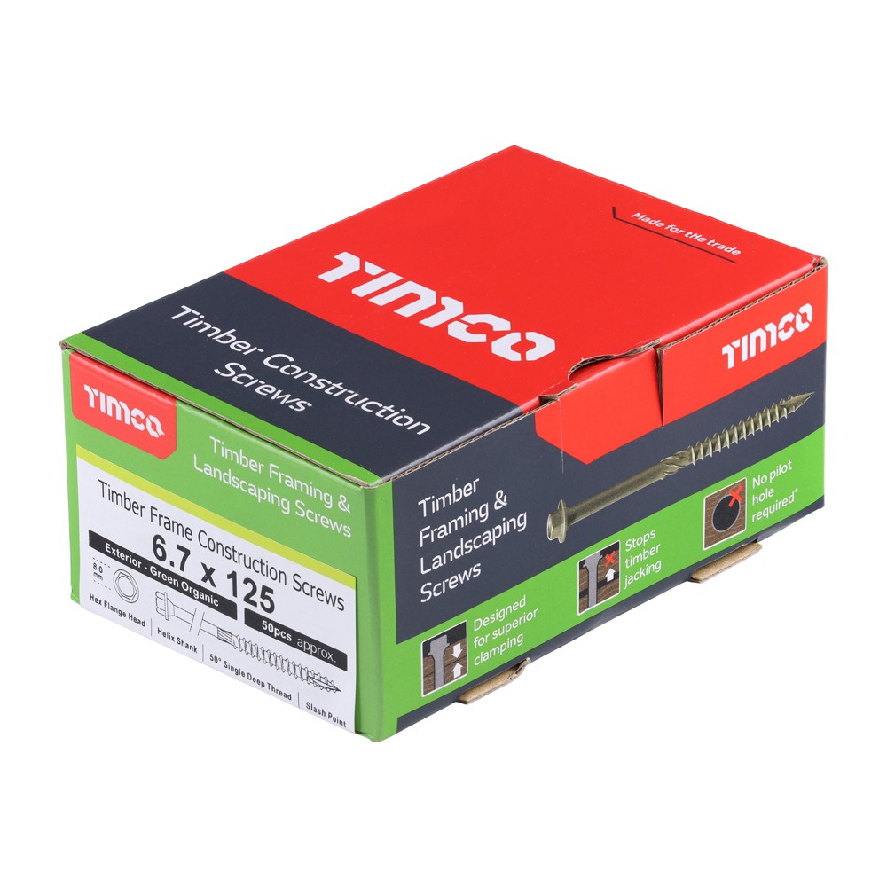 Timco Timber Frame Construction & Landscaping Screws Hex - Green Organic