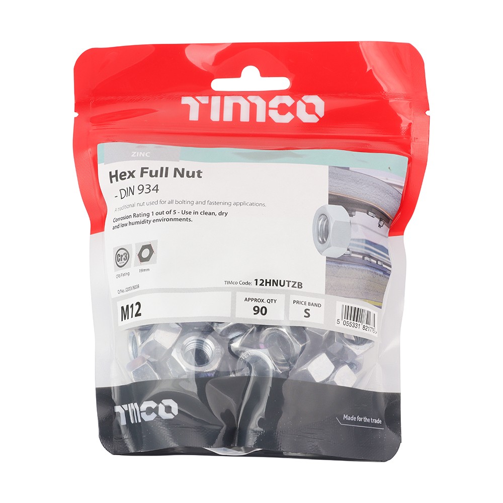 Timco Hex Full Nuts - Zinc