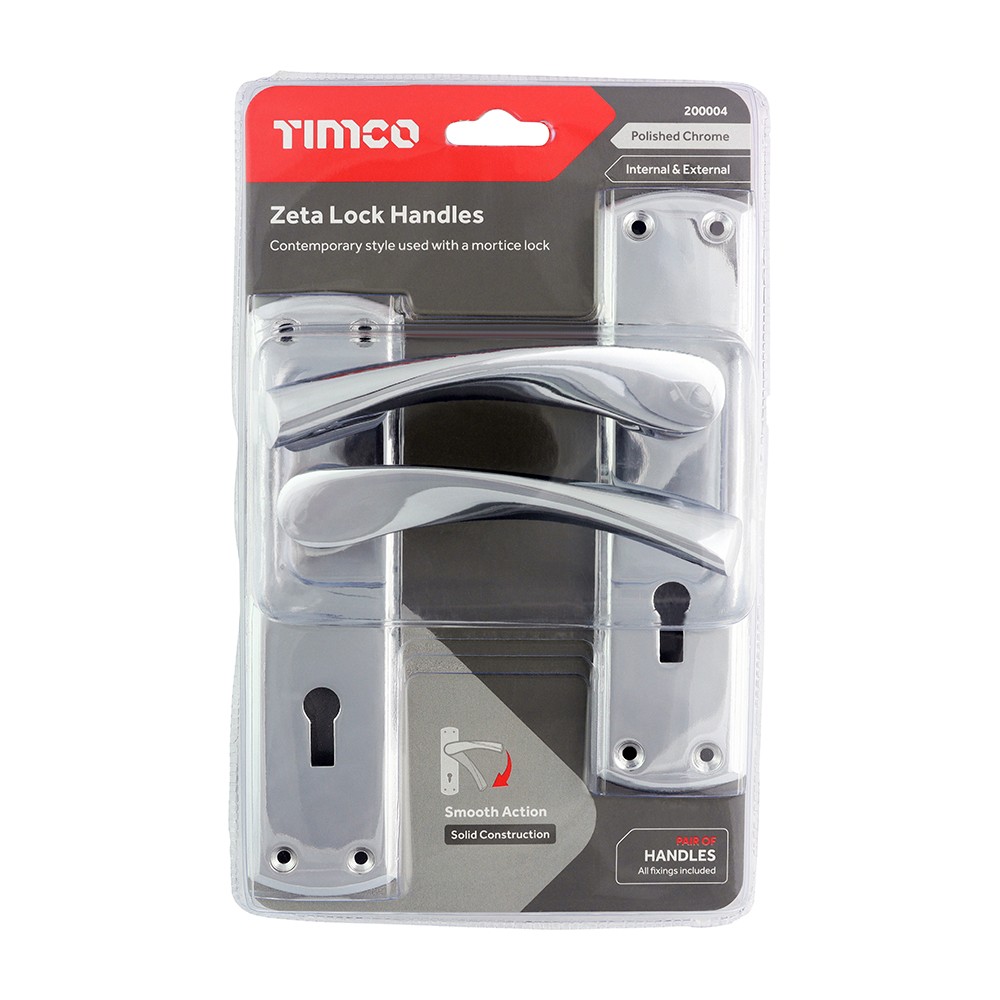 Timco Zeta Lock Handles - Polished Chrome