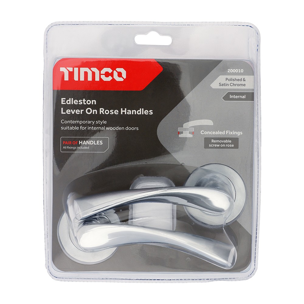 Timco Edleston Lever On Rose Handles - Polished & Satin Chrome