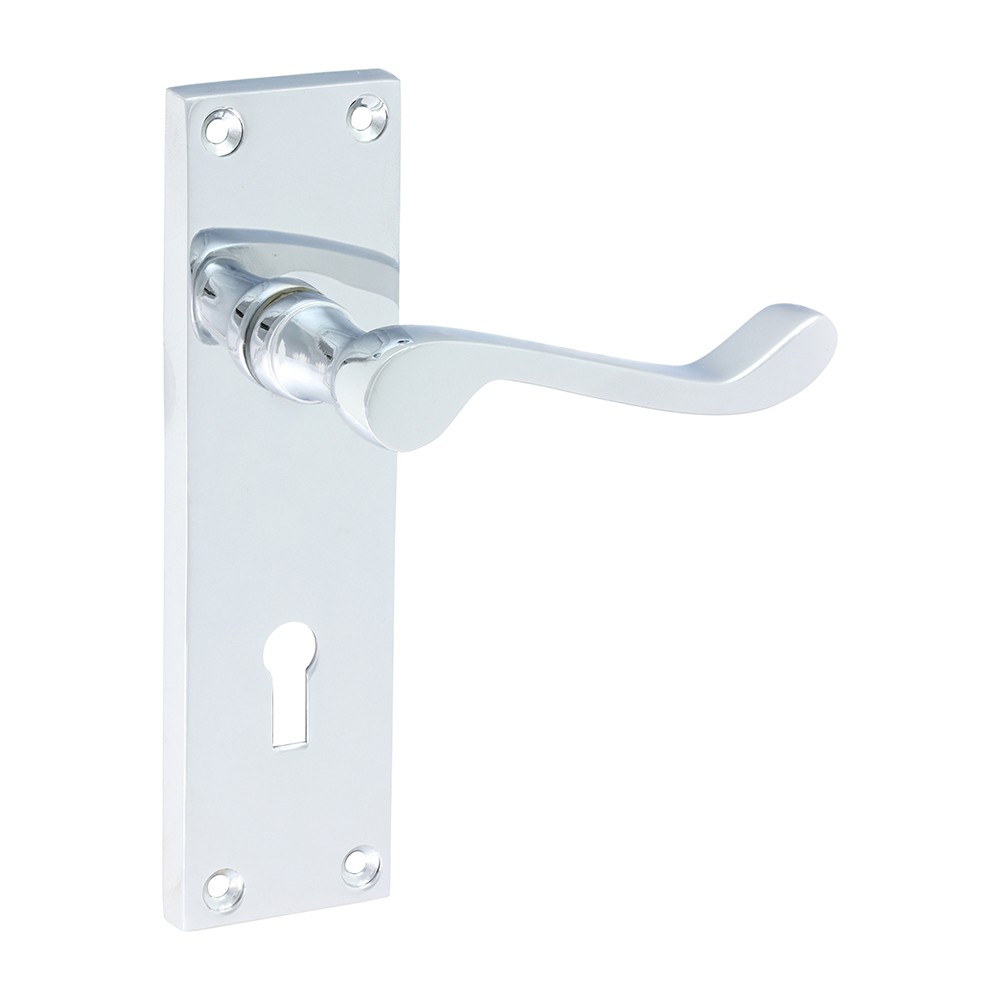 Timco Victorian Scroll Lock Handles - Polished Chrome