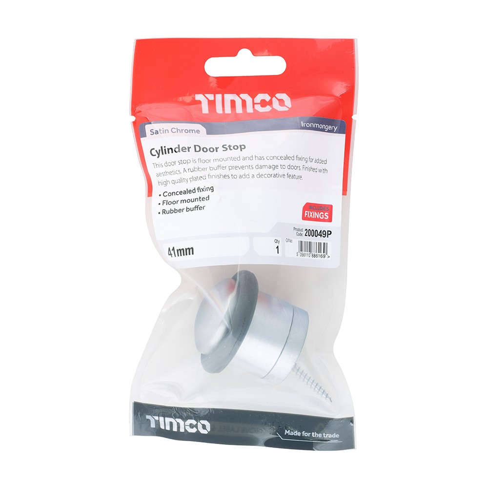 Timco Cylinder Door Stop - Satin Chrome