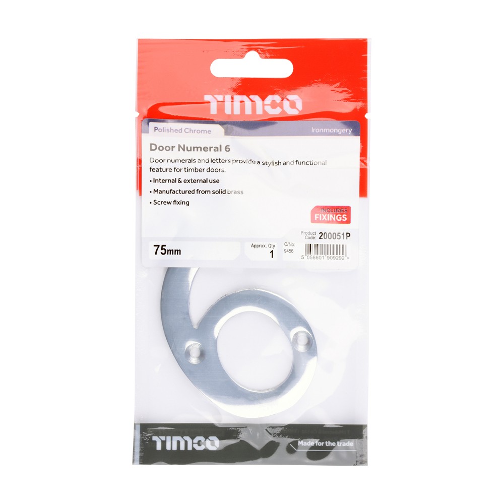 Timco Door Numeral 6 - TimPack