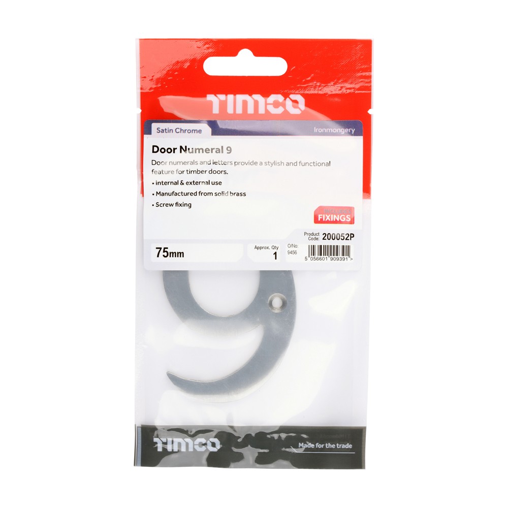 Timco Door Numeral 9 - TimPacks