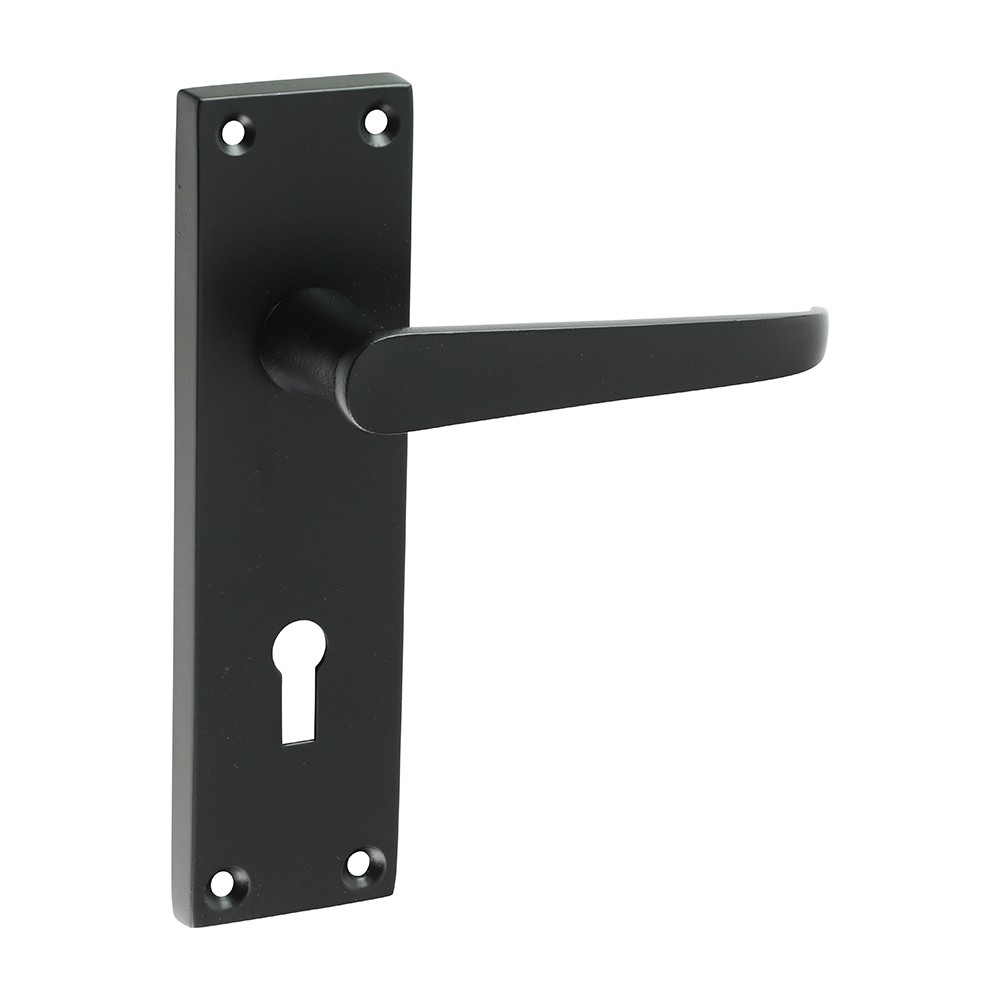 Timco Victorian Straight Lock Handles - Matt Black