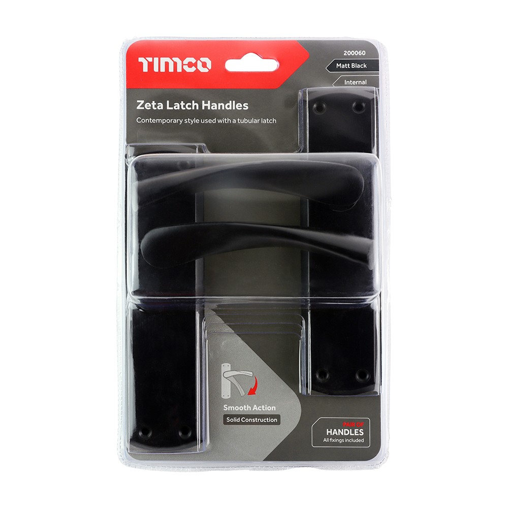 Timco Zeta Latch Handles - Matt Black