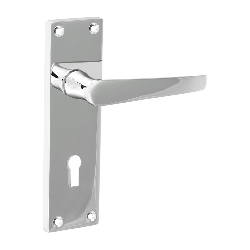 Timco Victorian Straight Lock Handles - Polished Chrome