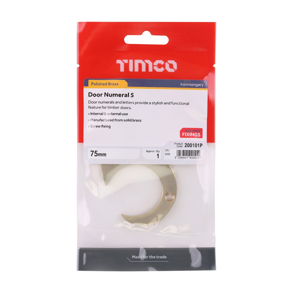 Timco Door Numeral 5 - TimPacks