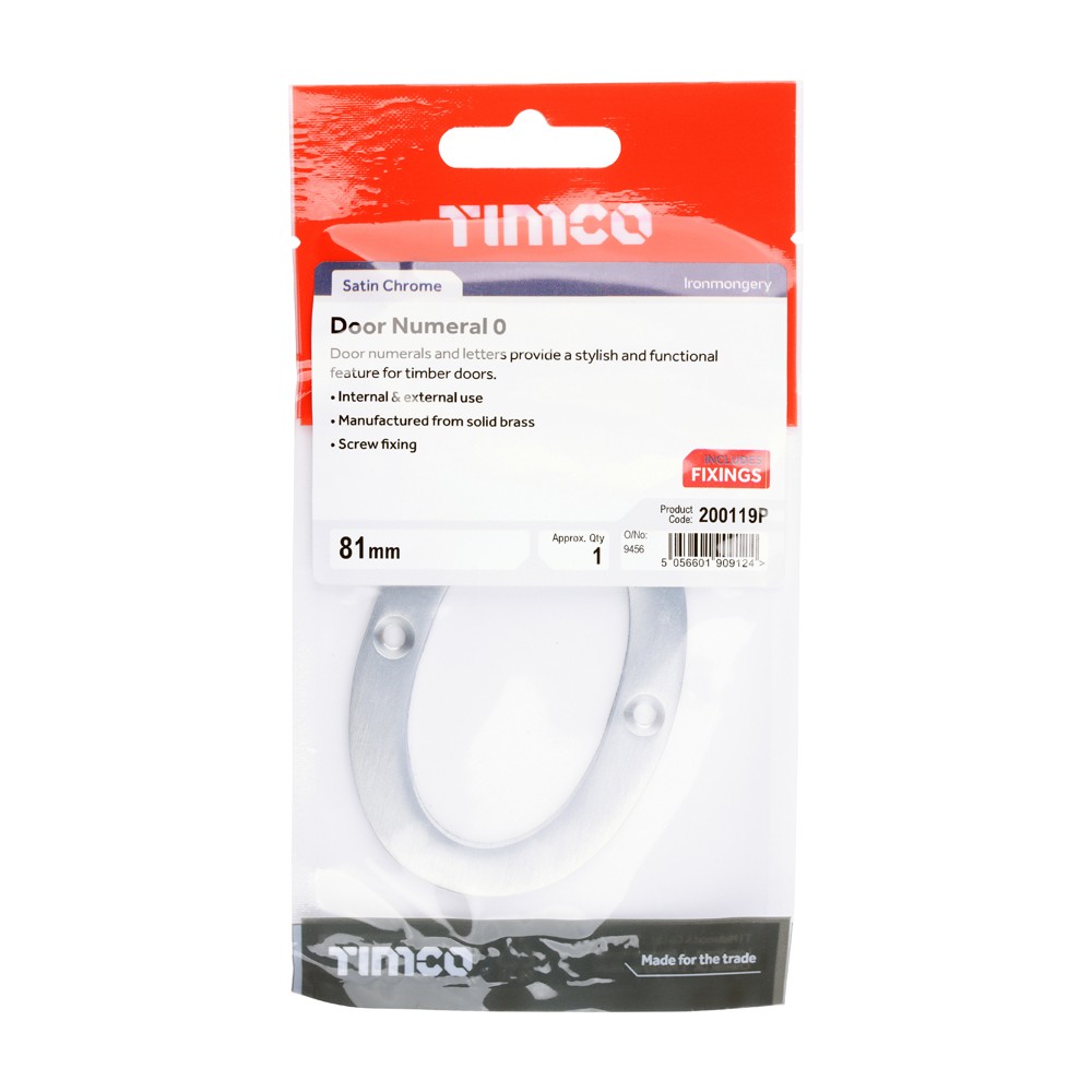 Timco Door Numeral 0 - TimPacks