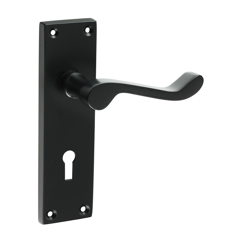 Timco Victorian Scroll Lock Handles - Matt Black