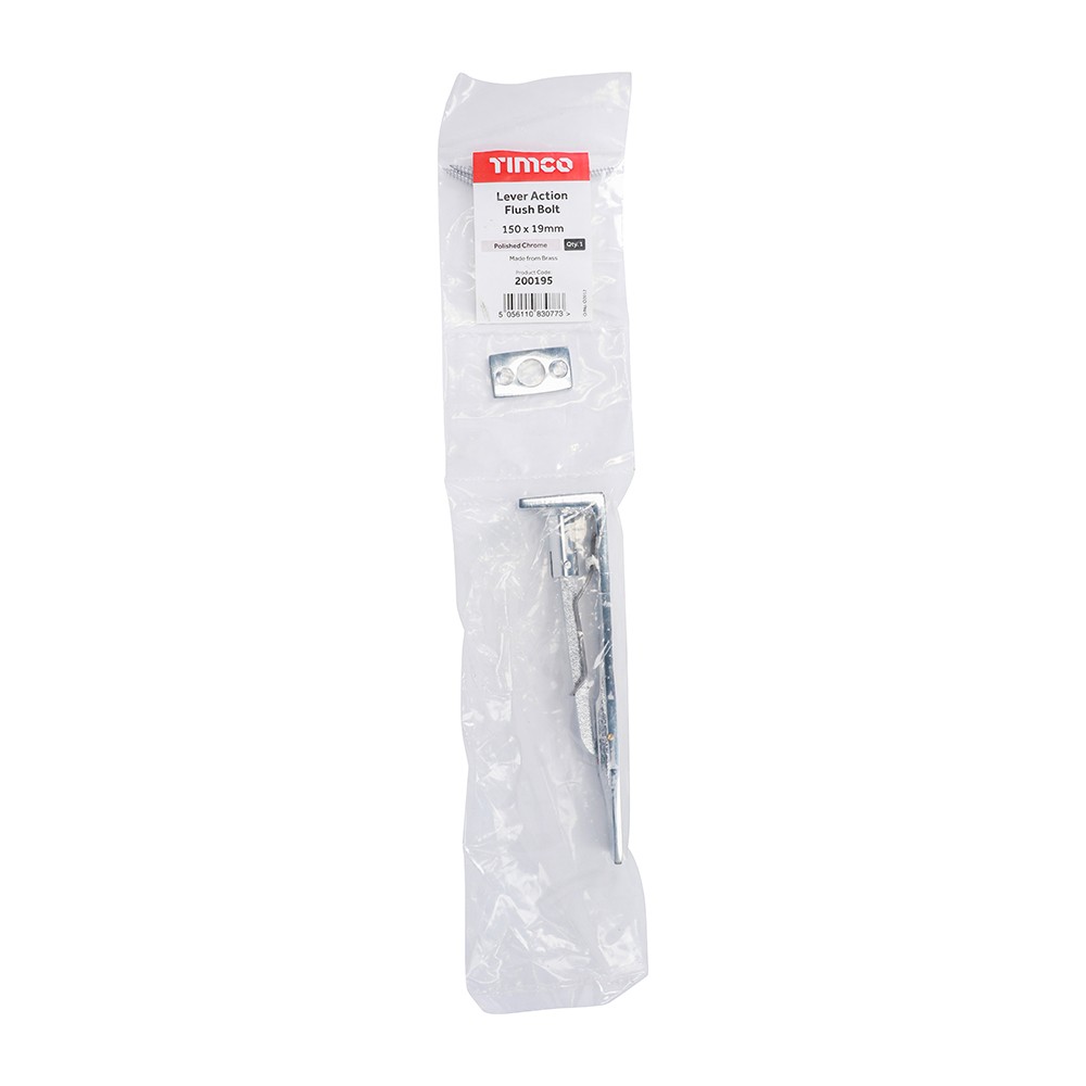 Timco Lever Action Flush Bolt - Polished Chrome