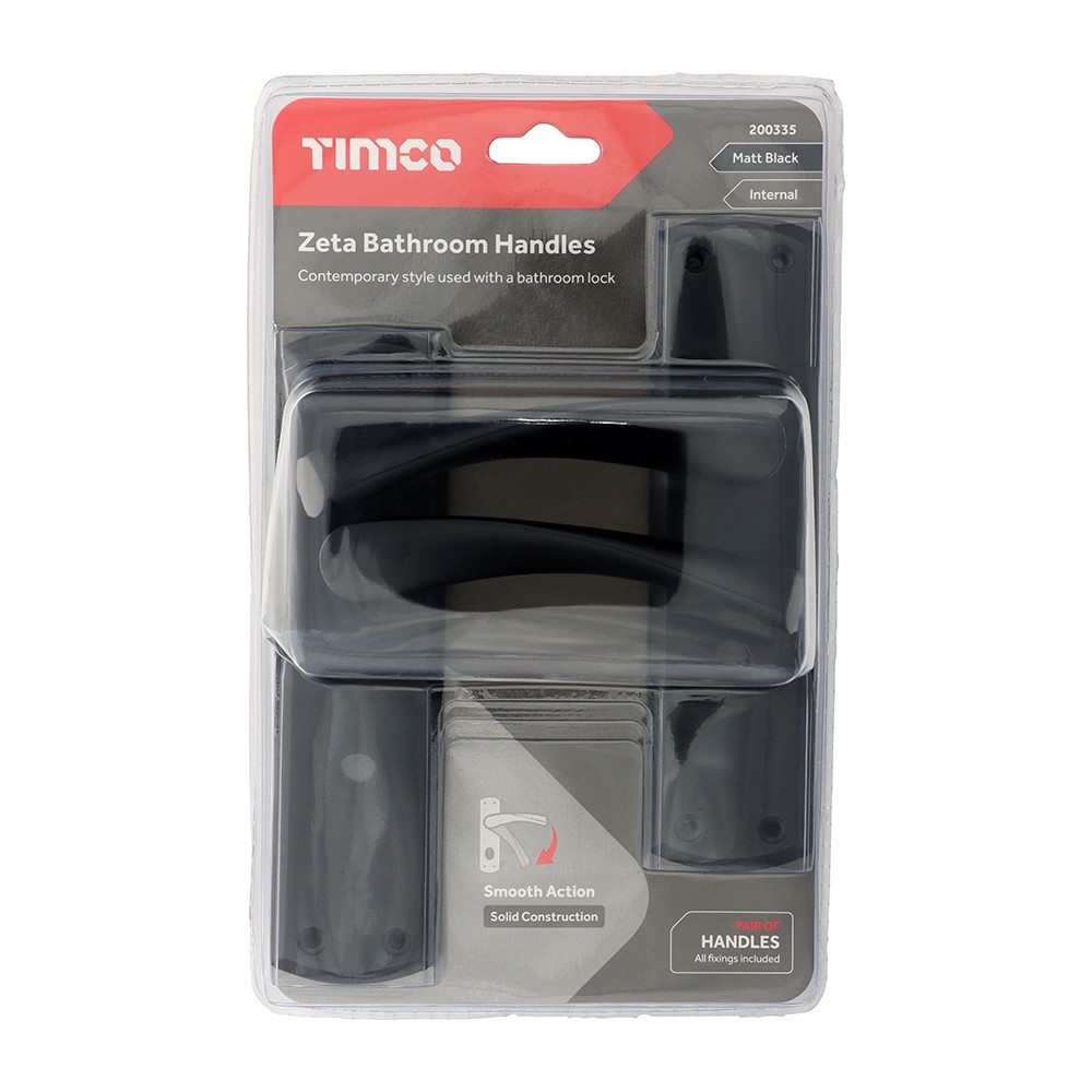 Timco Zeta Bathroom Handles - Matt Black