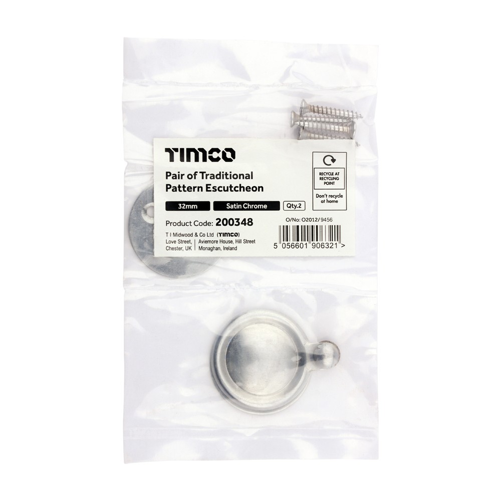 Timco Pair of Traditional Pattern Escutcheon