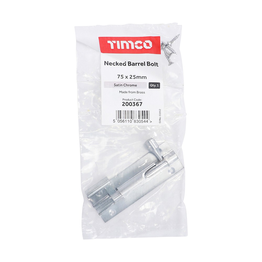 Timco Necked Barrel Bolt - Satin Chrome