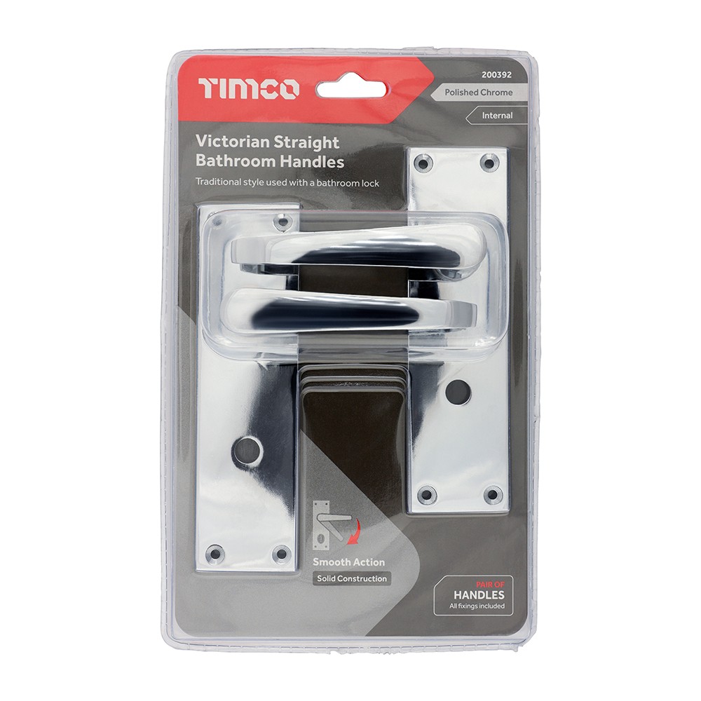 Timco Victorian Straight Bathroom Handles - Polished Chrome