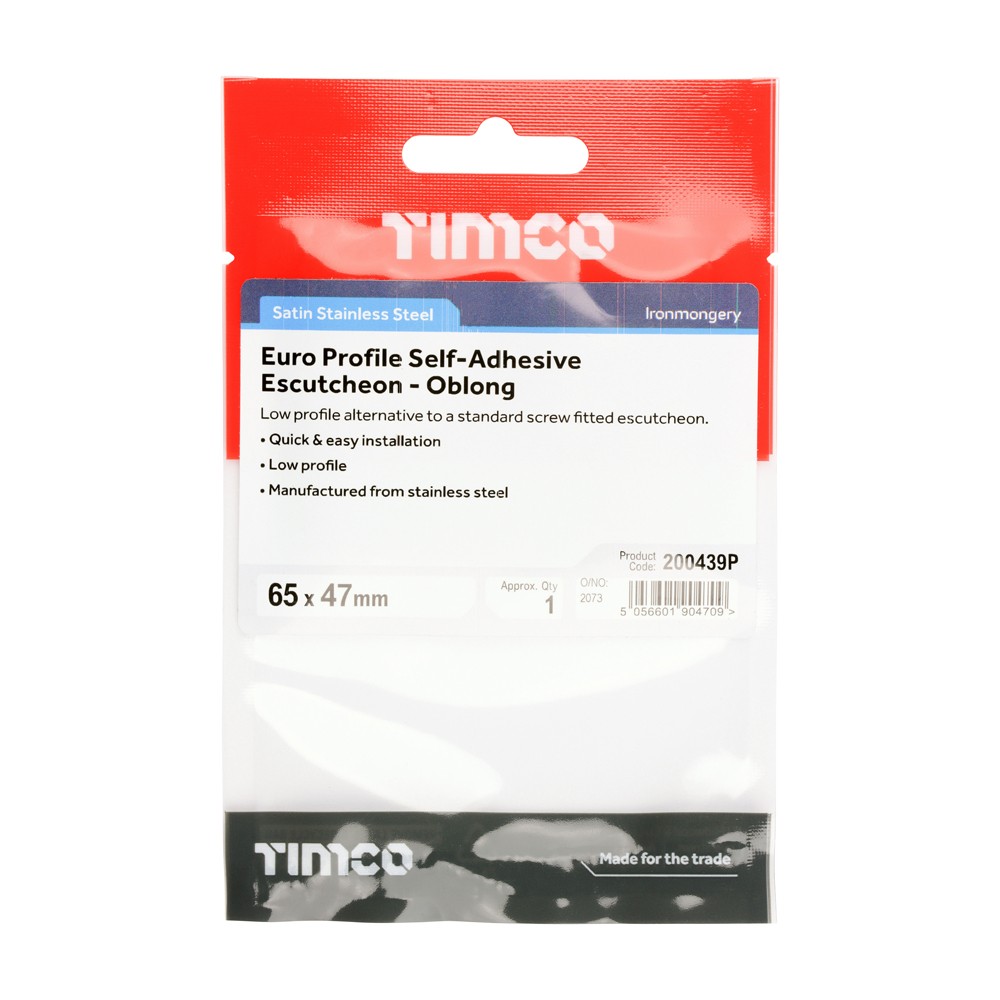 Timco Euro Profile Self-Adhesive Escutcheon - Oblong - Satin Stainless Steel