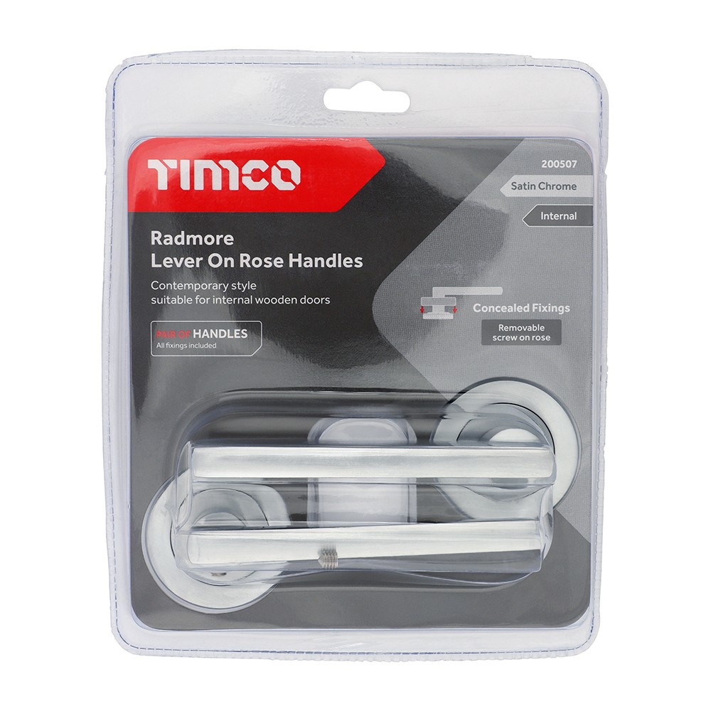 Timco Radmore Lever On Rose Handles - Satin Chrome
