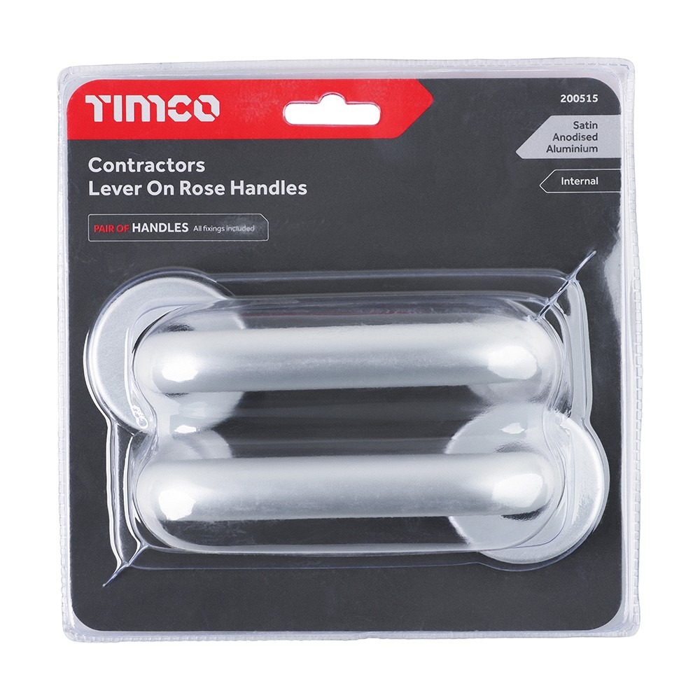 Timco Contractors Lever On Rose Handles - Satin Anodised Aluminium